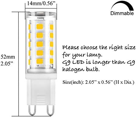 Led Лампа SumVibe G9, с регулируема яркост, 4 W, Светодиодна Крушка G9 Дневна светлина Бяло 6000 К, работа на смени G9 халогенна лампа с мощност 40 W, 6 Бр. в опаковката