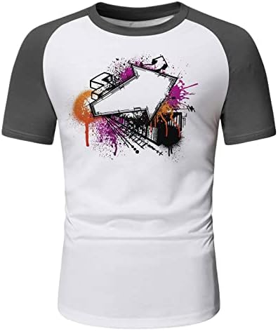 XXBR, Летни мъжки тениски с къс ръкав, ризи с цветен блок, на улицата Графичен принт, Тениски с кръгло деколте, Ежедневни Тениска за тренировка