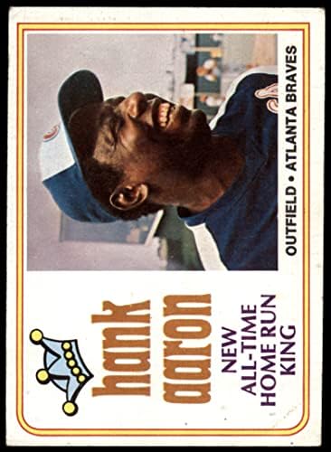 1974 Topps # 1 Новият Крал начало-ранов през цялото време Ханк Аарон Атланта Брейвз (Бейзболна картичка) ДОБРИ Брейвз