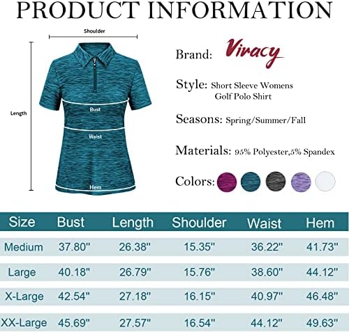 Viracy Женска Риза за Голф UPF50 + Слънчеви Спортни Блузи С Дълъг, Къс Ръкав 1/4 цип Поло Бързосъхнеща Засаждане Влагоотводящая