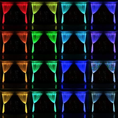 BALYLAS led Прозорец Завеса Струнни Светлини Цветна Сватба Парти Начало Палатка Спалня Външни Декорации в закрито (16 цвята)