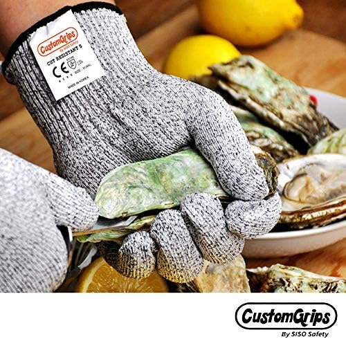 Защитни ръкавици CustomGrips 5-то ниво на защита от храни, 1 чифт, малки, устойчиви на гумата, са идеални за нарязване на месо, почистване на стриди, филе от риба, нарязване ?