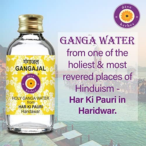 Deve Herbs Gangajal Светена вода на Ганг от Хар Ки-Паури Харидвар в Прозрачна Стъклена бутилка от 100 мл