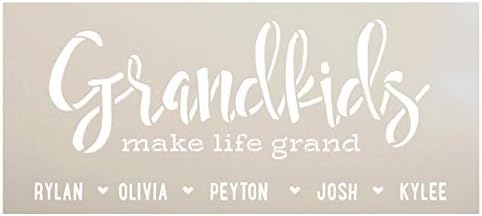 Персонализирани шаблони за внуците Make Life Grand от StudioR12 | Имената на внуците на поръчка | Начало декор за баби и дядовци със собствените си ръце | Изберете размер (27 x 13 и?