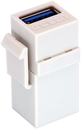 Жак BSHTU 90 градуса USB 3.0 Трапецеидальный Гнездо се Поставя под прав ъгъл Интерфейс USB кабел Connector Гнездо до гнездото Удължител за стенните панели розетки 2 опаковки (Бя