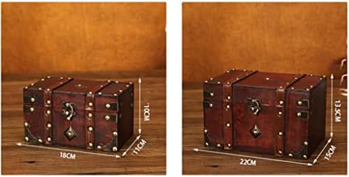 LDCHNH Ретро Съкровище Ретро Дървена Кутия За Съхранение в Старинен Стил Органайзер за Бижута за Украшения (Цвят: Вино-червено, размер: