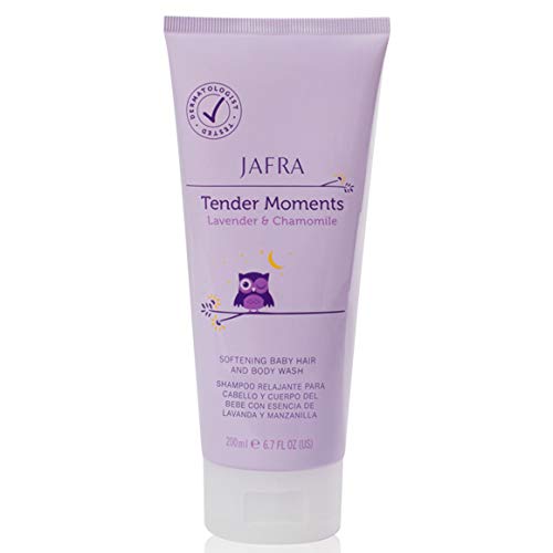 Детски масажен крем JAFRA tender moments lavander y chamolle, препарат за измиване на детската коса и тяло, успокояващ детски кьолн