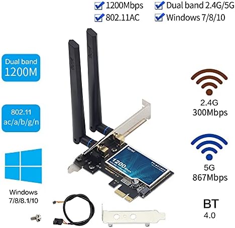 fenvi 1200 Mbps Безжична Мрежова карта PCI ac Тенис на PCI Express PCI-E двойна лента Gigabit Wi-Fi Адаптер 802.11 ac 5 Ghz 867 Mbps