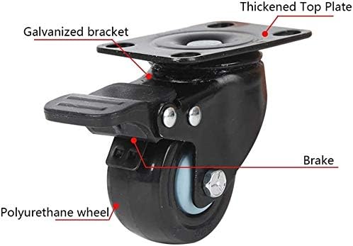 Колела Z Create Design, 4 комплекта черни колелце за мебели, Въртящи се колела със спирачка, 40/50 мм Полиуретанова Безшумни колела за горната