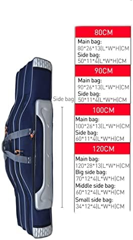 ZJHYXYH Риболовна чанта 3 слоя 80/90/100 см, Водоустойчива и удобна чанта за риболов на открито, Чанта за съхранение на риболовни принадлежности (Цвят: синьо размер: 80 см)
