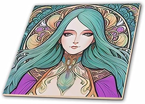 3. Жена в стил ар нуво. Фантазийная принцеса с зелена коса. Страхотен подарък за вас - теракот (ct-376013-3)