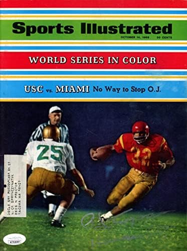 Оа Дж. Симпсън е Подписал списание Sports Illustrated 14.10.1968 Heisman JSA 36665 - Списания NFL с автограф