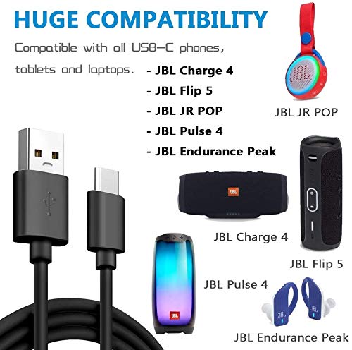 Преносимото кабел за зареждане Alitutumao USB Type -C, захранващ Кабел, Съвместим с JBL Charge 4, JBL Flip 5, JBL Pulse 4, JBL JR POP,