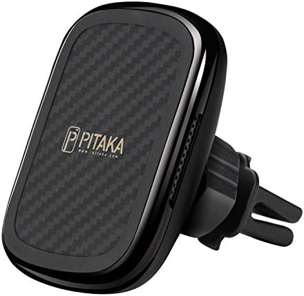Магнитно зарядно за кола PITAKA за iPhone 8-12 Работи само с калъф MagEZ (в комплекта не е включен), кола за безжично зареждане с USB-кабел A-C [MagEZ Mount Qi]- отдушник