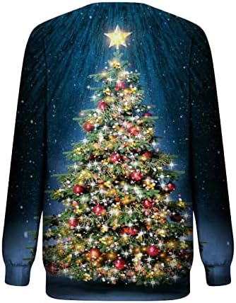 Коледни Пуловери за Жени, Свободни Вечерни Блузи, Неонови Асорти Led Тениски с Коледна Елха, Блузи с Кръгло деколте