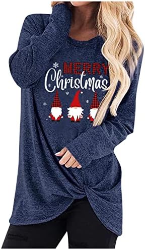 JJHAEVDY Коледна Риза Женска Тениска в Клетка С Принтом Дърво Коледна Hoody С Дълъг Ръкав Празнични Ризи Потници