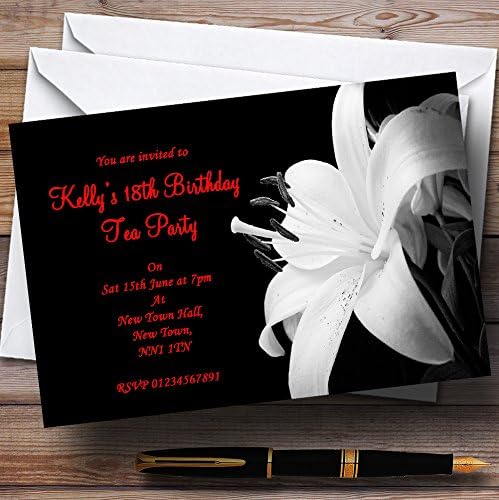 Пощенска картичка С Великолепни Цветя, Лилии Черен Бял Червен Персонални Покани За парти