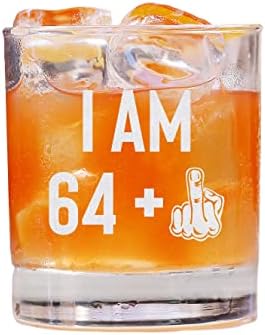 QPTADesignGift Ми 64 + Чаша за уиски със Среден пръст - На чаша за уиски гравирано - 65-ти рожден ден - Забавен рожден ден, Когато се