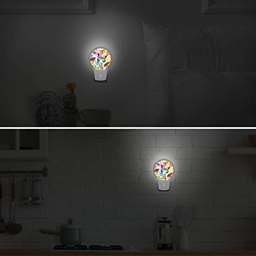 DXTKWL Акварели Нощни осветителни тела с животни-пеперуди, 2 опаковки, Цветни Вставляемые led нощни лампи с Автоматичен