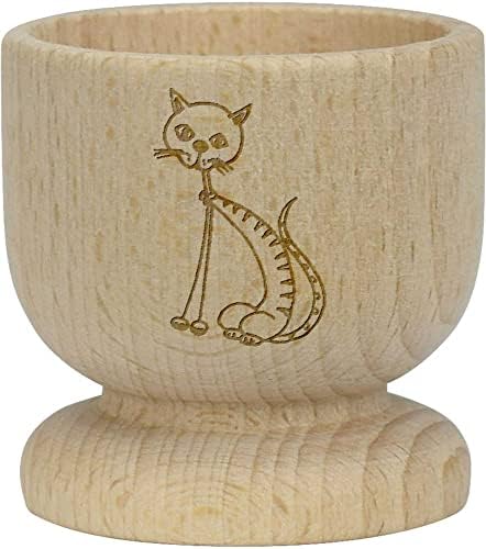 Дървена чаша за яйца Azeeda 'Slim Cat' (EC00022526)