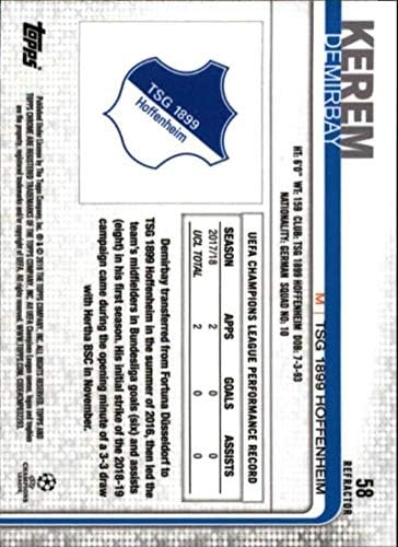 2018-19 2019 Topps Хром Рефрактор на шампионската Лига на УЕФА №58 Керем-Демирбай TSG 1899 Търговска карти на футболен клуб