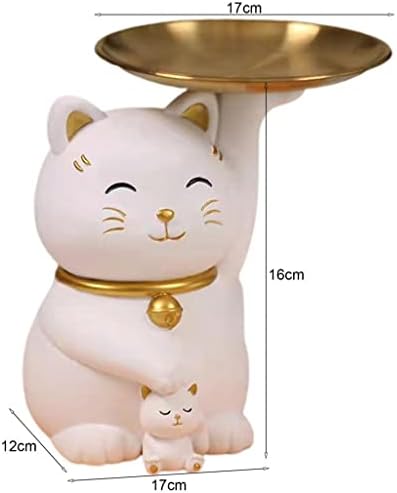 n/a Украса за съхранение Лъки Cat Ключ За работния плот Очарователна фигурка във формата на котка Съдбата Статуетка Декор Творчески Ярък тава от смола (Цвят: B размер: O
