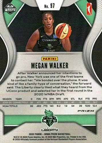 Търговската картичка е начинаещ баскетболния отбор Панини Prizm 2020 WNBA Prizms Hyper #97 Меган Уокър Ню Йорк Либърти RC