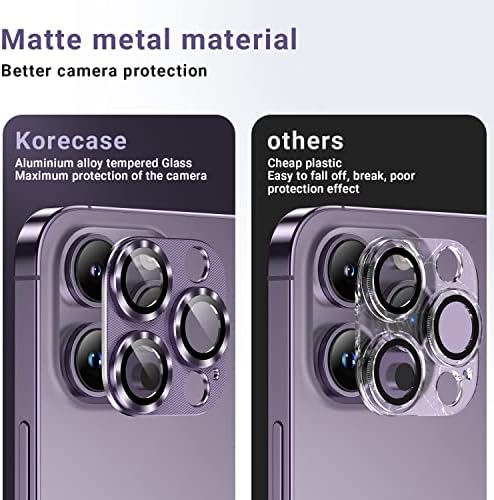 Korecase 2 Pack Защитник на камерата е Съвместима с iPhone 14 iPhone Pro 14 Pro max Пълномаслено Закалено стъкло 9H Защита От надраскване, Прах Силна Адхезия пълно покритие е Защитен Ли?