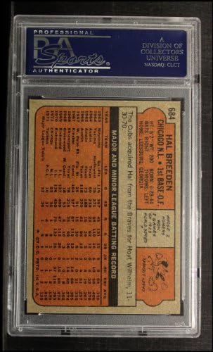 1972 Topps 684 Хал Breeden Чикаго Къбс (Бейзболна картичка) PSA PSA 8.00 Кубс