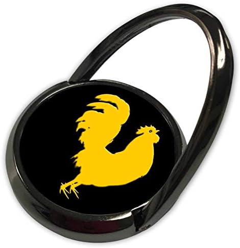 Дизайн 3dRose Alexis - Животни Петел - Прост силует на птица във формата на Петел. Жълто към черно Подарък Ключодържател - Телефон пръстен (phr_324590_1)