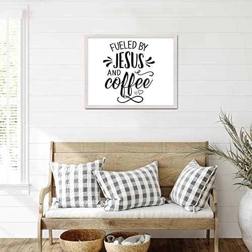Дървени Стенни Табели с Мотивирующими цитати, Вдъхновени от Исус и кафе, в Селски стил 16x20 см, да се Мотае в Бяла Рамка Дървена Табелка