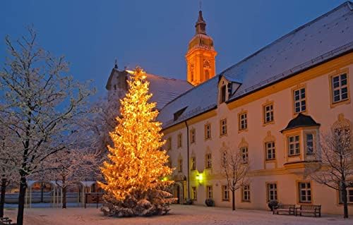 Пъзели LHJOYSP 500 бр. Светлините на Града Коледа Германия Залез Сняг на Нова Година Коледна Архитектура Църквата Фрайбург Камбанария 52x38 см