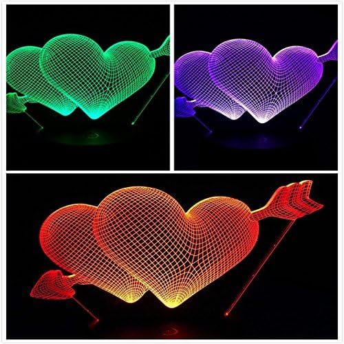 SUPERNIUDB 7 цвята Промяна Фантазия 3D Сърцето на нощна светлина LED USB Настолна Лампа Настолна Лампа Стая Офис Декор