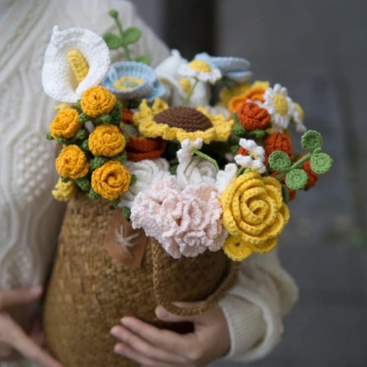 YASEZ Ръчно Плетени Творчески САМ Моделиране на Букет Цветя на Вълна една Кука Изпрати Приятелката си, за да Изпрати най-Добрият подарък