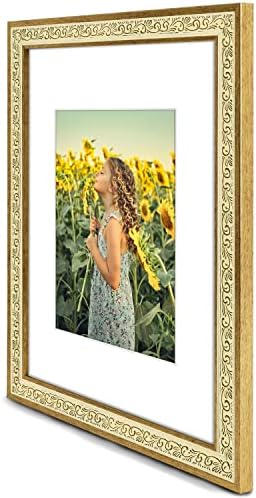 Golden State Art, Набор от Рамки за снимки с размер 2, 9x12 см с бяло мат за снимки с размер на 6х8 см и истинско стъкло, ширина 1,25 инча,