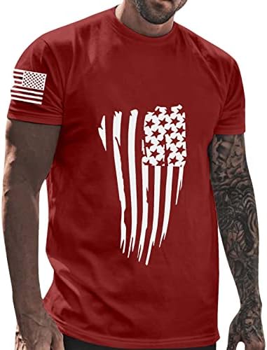 MIASHUI Дълги Тениски за Мъже с Флага на Деня на Независимостта, Ежедневни Меки и Удобни Малки Тениски От Плътен Памук