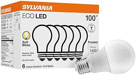 Крушка SYLVANIA LED A19, което е равно на 60 W, ефективността на 8,5 W - 24 опаковки и дългогодишна лампа LED A19, което е еквивалента