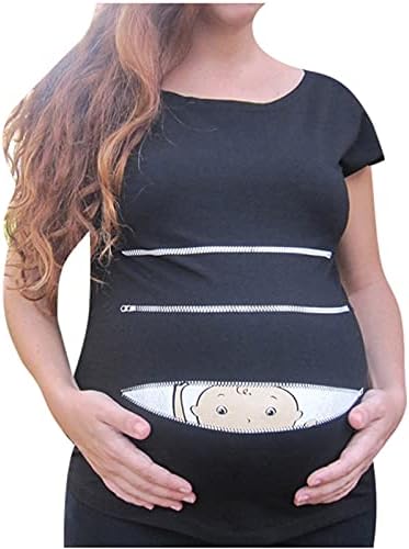 LKchoose / Дамски Блузи за бременни, Скъпа Ежедневни Тениска с къси ръкави и Шарките на Бебето, Тениска за бременни, Блузи С кръгло деколте, Риза