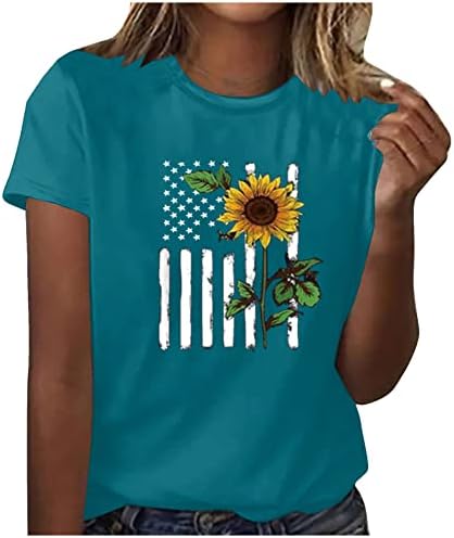 Тениска с Американския Флаг, Патриотични Ризи, Дамски Ризи 4 юли, Върхове с Принтом Хартата на САЩ, Тениска С Подсолнухом, Летни Графични
