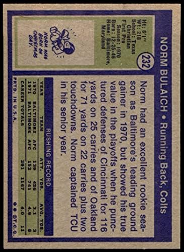 1972 Topps 232 Норми Булайч Балтимор Колтс (Футболна карта) NM + Colts TCU