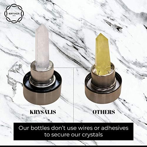 KRYSALIS | Кристален бутилка за вода ПРЕМИУМ КЛАС | Бутилки за вода със сменяеми кристали | Кристален бутилка с Кристал кварц Вътре, Скъпоценен Еликсир, Шунгитовая Зура |