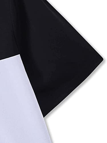 Мъжки дрехи OSHHO от две части, Риза и къси панталони с окраската и писмото принтом (Цвят: черно-бял, Размер: X-Large)