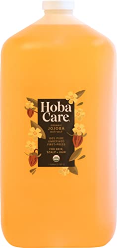 HobaCare Органично масло от Жожоба - Чисто масло от Жожоба Суров, студено пресовано за кожата на главата и ноктите - Овлажняващ крем Масло за тяло за суха кожа, Натурално
