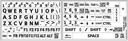 Етикети с големи букви на английски и американски езици (главни БУКВИ) Клавиатура с Непрозрачно Бял Фон за Настолни компютри