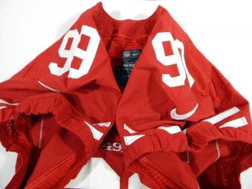 2013 Сан Франциско 49ерс Олдон Смит #99, Издаден в Червената Фланелка 44 DP34839 - Използваните тениски За игри NFL Без подпис