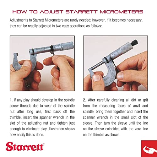 Микрометрический глубиномер Starrett с Околовръстен контргайкой с накаткой, комбинирани храповиком и спидером - Бързо и лесно регулиране,