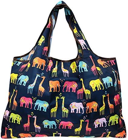 Пакетиран Екологични Големи Найлонови торбички за пазаруване за многократна употреба употреба (комплект от 3 броя), Animals +