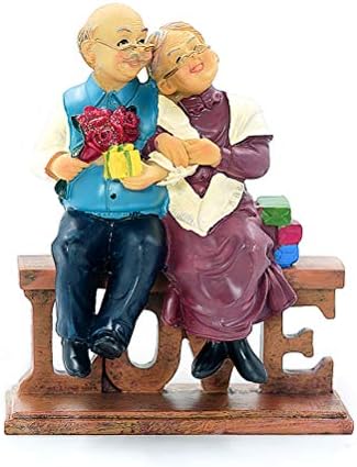 Dreamseden Фигурки Любов на Възрастна Двойка, Статуетки на Годишнина от Сватбата от Смола, Декорация на Дома, с Подарък карта, Цветни (Любовта)