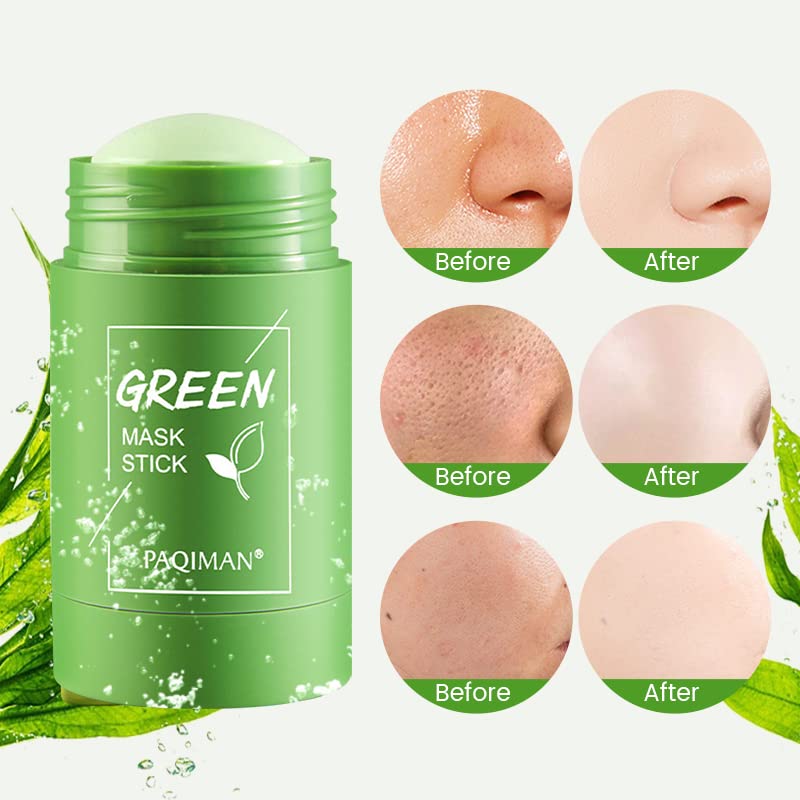 DqsWko Почистваща маска-стик със зелен чай, Дълбоко Почистваща Зелена Пръчка за премахване на черни точки, Зелена Маска-Стик