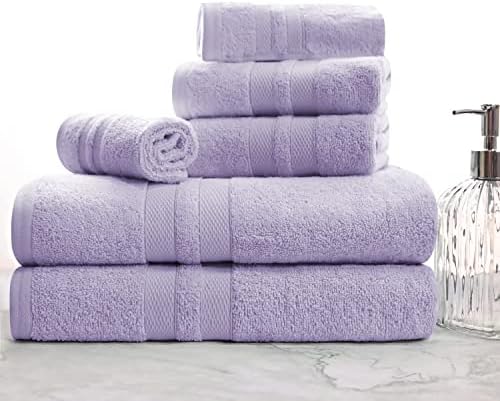 МОЛЯ, Ултра-Мек комплект памучни кърпи от 6 части, включва 2 Хавлиени кърпи за баня, 2 кърпи за ръце и 2 Гъба за баня, стая за Гости, бързо съхнещи, необходими за ежеднев?